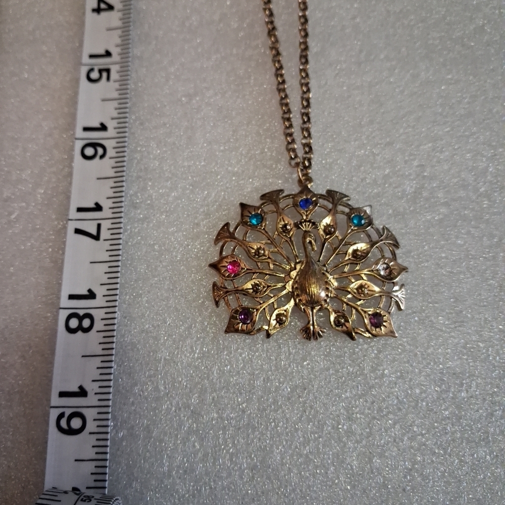 Gold Peacock Pendant Necklace